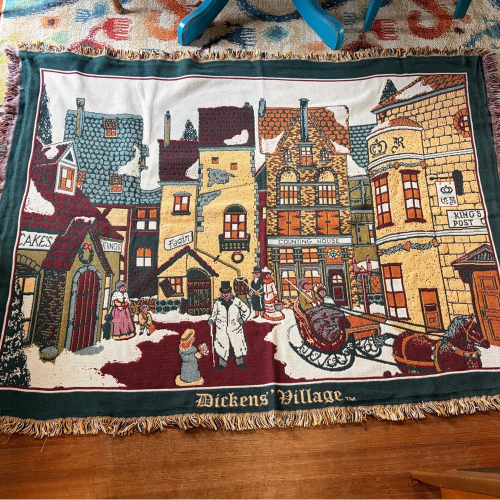 Department 56 Dickens' Village Holiday Blanket - Red, Green, Brown
